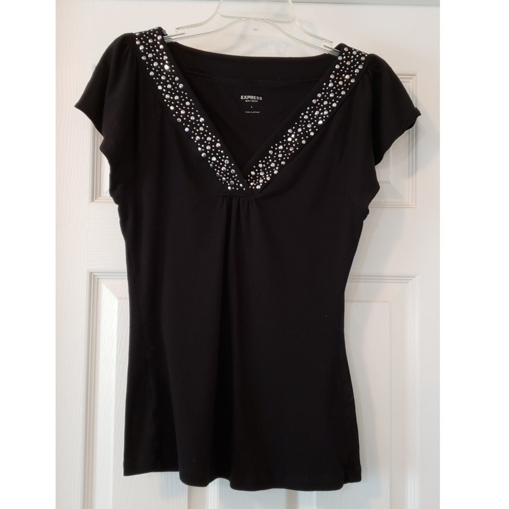 Express Embellished Black Tee